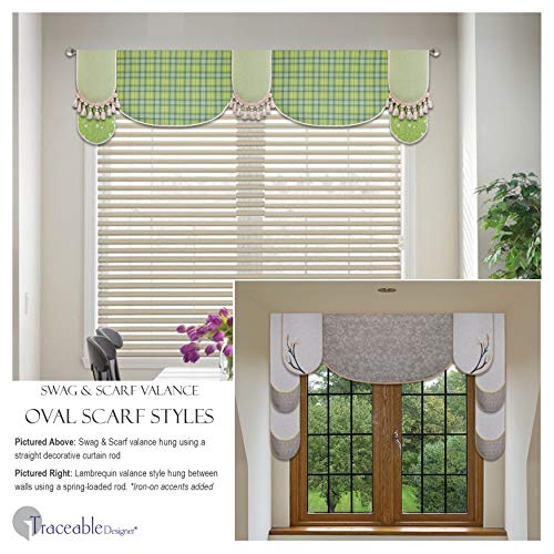 Traceable Designer, DIY, Swag-Scarf Valance Kit, Curtain, No Sewing, Pattern, Fit All Window Sizes, Cornice and Wraparound Styles Included, for Kitchen, Dining Room, Bedroom, Living Room - Thumbnail 5