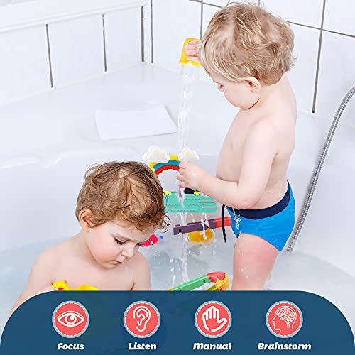 Zalmoxe Boon Building Pipes Bath Toys Assemble Set With Light And Music Baby Bath Toys Floating Duck Shower Games With Suction Cups As Birthday Festival Gifts For Bath Toys For Toddlers 1-3 #TOP5