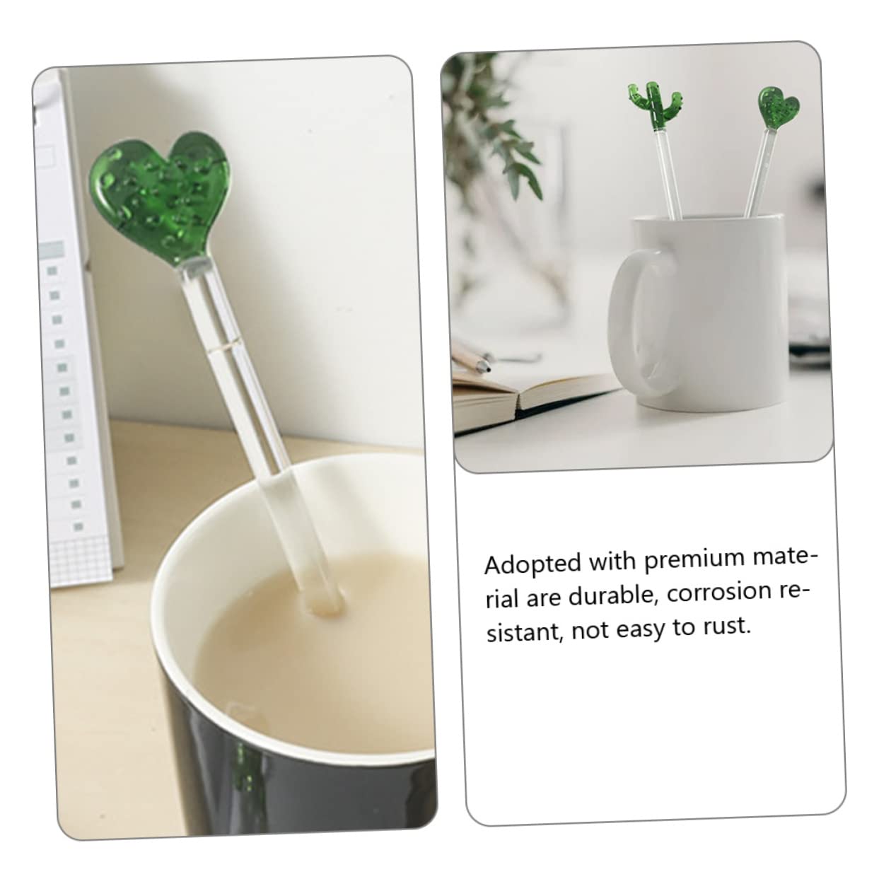 PRETYZOOM 5 Juegos Batidor De Cactus Agitadores De Bebidas Vaso De Bebida Cocteles Agitador De Cócteles Dispensador De Bebidas Aperitivo Grifo Transparent Vidrio Reutilizable 2 Piezas * 5