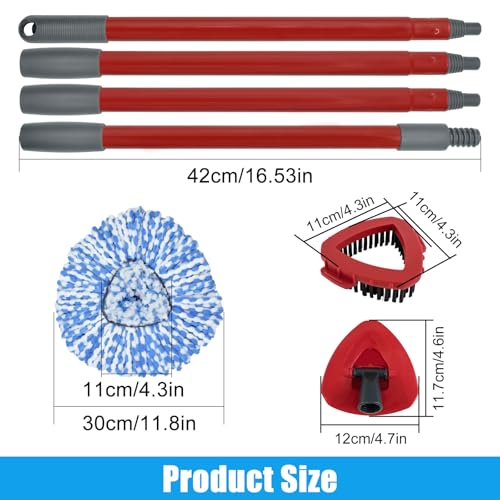 Image of Mop Replacement for Ocedar, Mop for O Cedar, Replacement Mop for O Cedar Spin Mop Contains 4-Section Mop Handle 2 Mop Replace Head 1 Mop Base 1 Scrubber Mop Head for O-Cedar Spin Mop