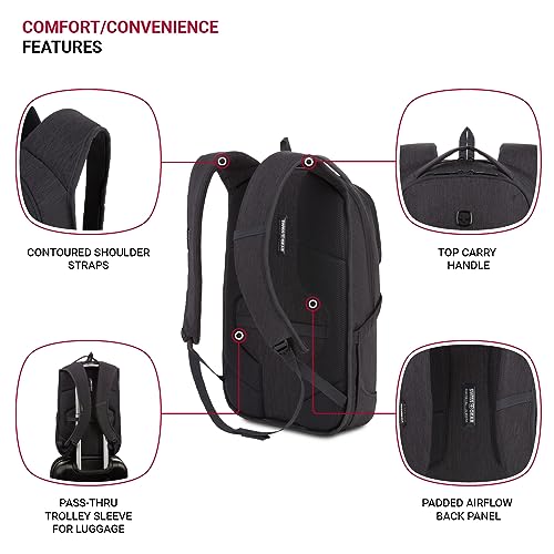 SwissGear 8183 Laptop Backpack, Charcoal Heather, 18 In - Image 2
