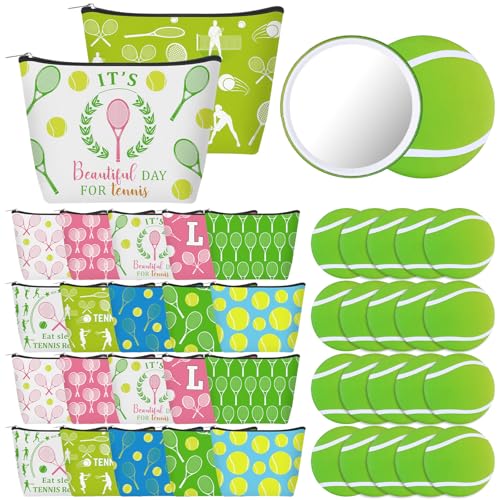 Waldeinsamkeit 40 Pcs Tennis Gifts for Women Funny Cosmetic Bag Inspirational Makeup Bag Tennis Accessories for Women Sports Lovers Players Coach Team Thanksgiving Christmas Gifts