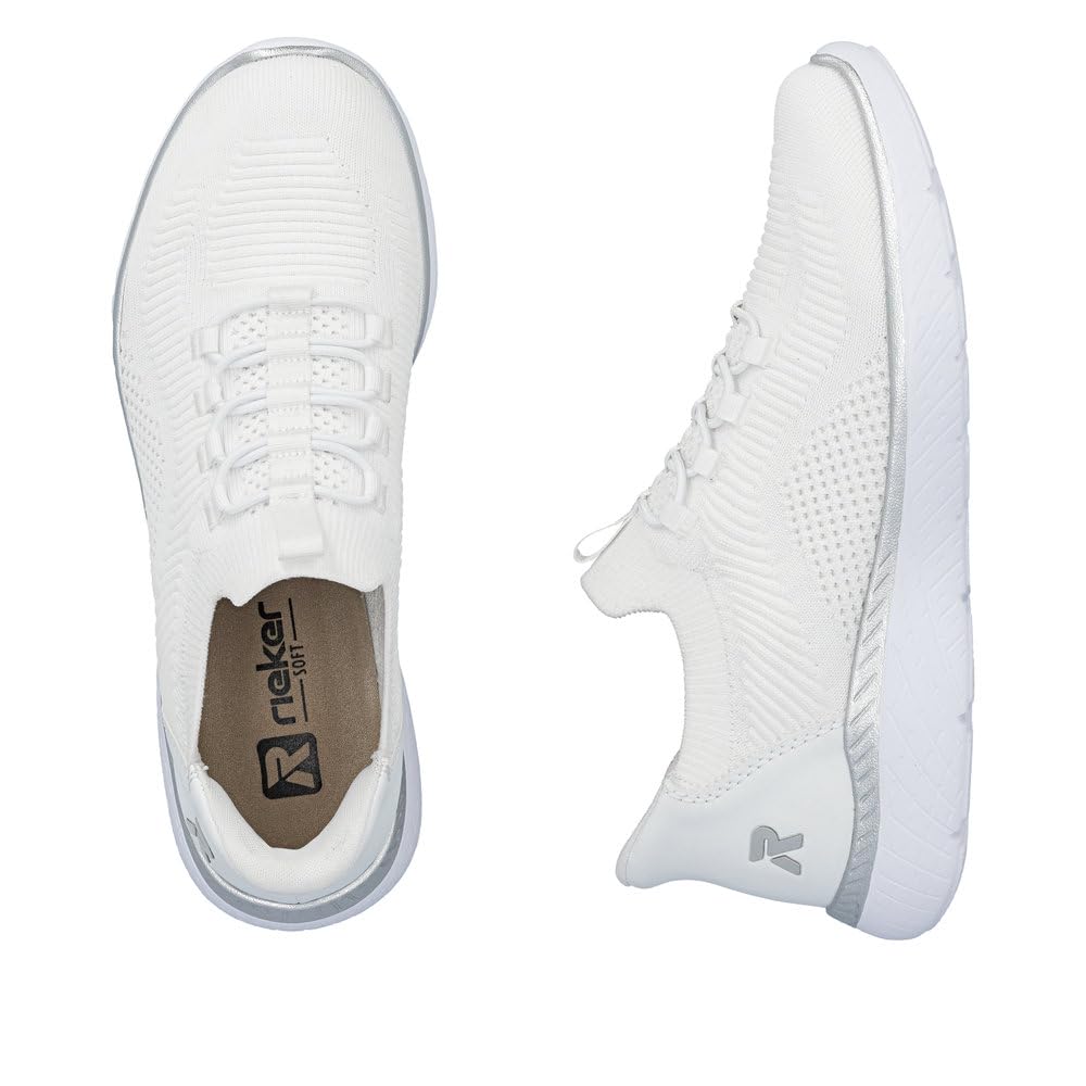 Rieker M5066-80 Damen Slip On Sneaker Textil in Weiss - Gr. 36