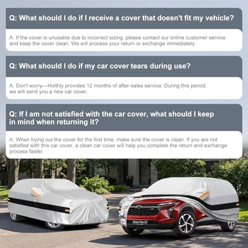 Image of 10 Layers SUV Car Cover Custom Fit for Chevrolet Chevy Trax (2013-2026) 1RS, LT, 2RS, ACTIV, Waterproof All Weather for Automobiles, Outdoor Full Cover Sun Dust Protection with Cotton. Silver