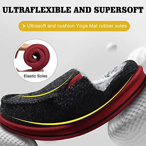 Image of ONCAI Mens Clog Slippers with Arch Support Stripe Faux Fur Cotton-Blend High-Density Memory Foam Warm House Slippers Slip-on Indoor Outdoor Rubber Sole Size 7-16