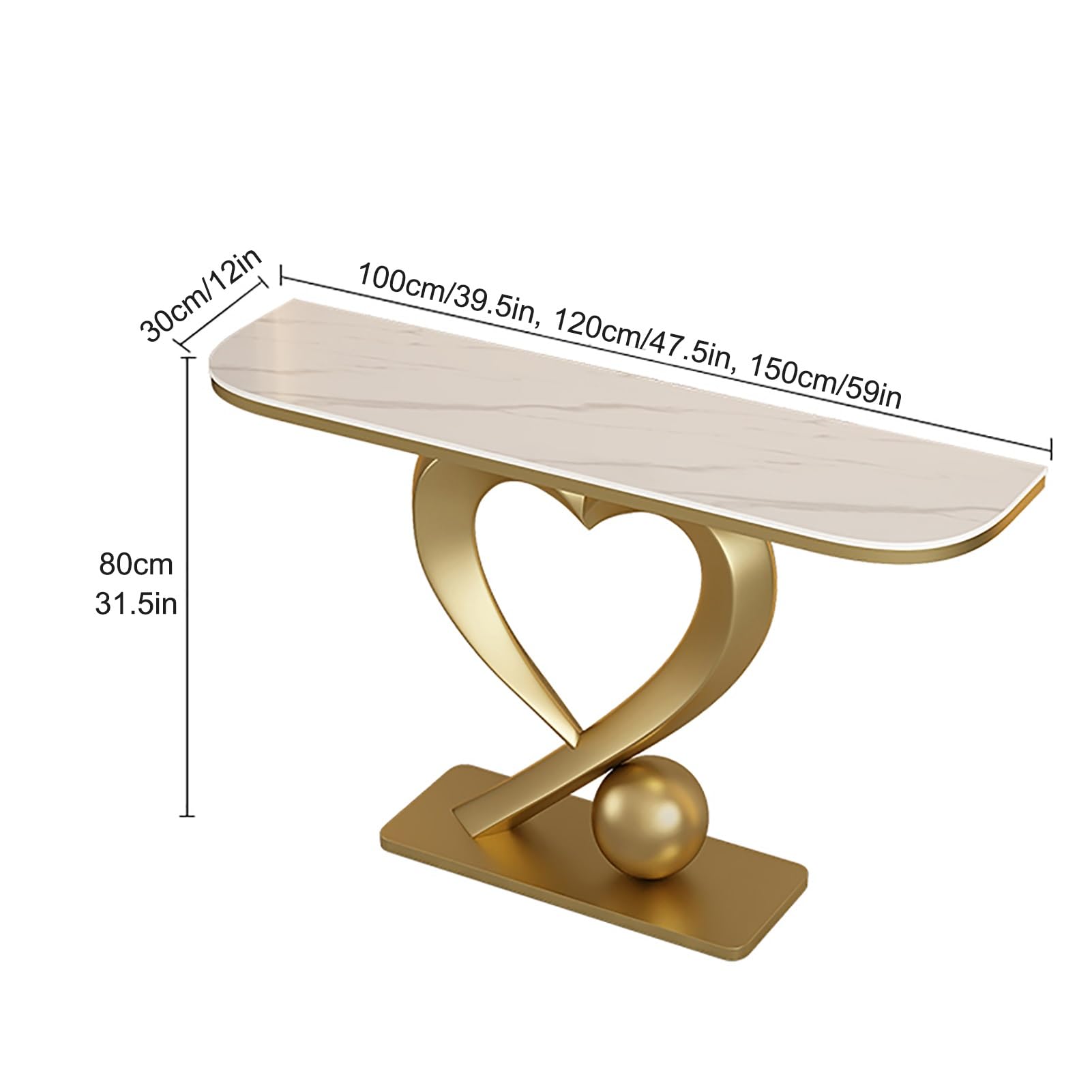 Consolle Moderna con Base Geometrica in Metallo, tavolino d'appoggio in Stile Industriale per Ingresso, Soggiorno, corridoio, atrio (5,120 cm/47,5 Pollici)