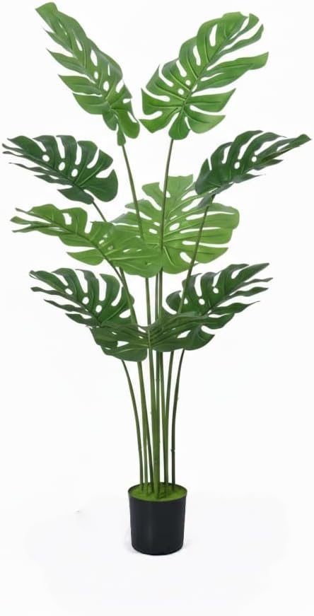 HMS Happy Memories Artificial Bird of Paradise Plant Fake Tropical Palm Tree for Indoor Outdoor, Perfect Faux Plants for Home Garden Office Store Decoration (Monstera)