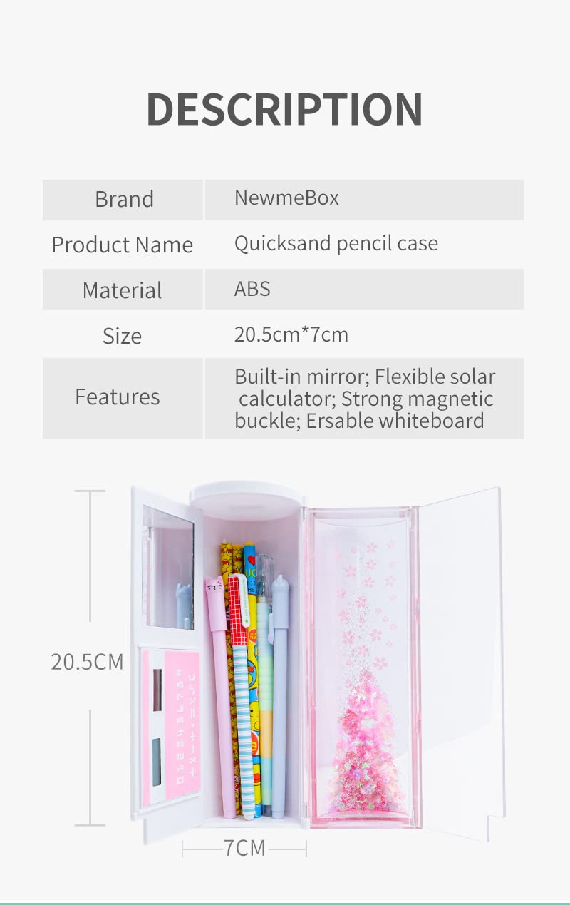 SNAPTRON Plastic Latest Pencil Box For Girls Kids - Multi-Function Pencil Case With Calculator, White Board, Marker & Storage, School Box For Girls Cute Geometric Compass Pouch Accessories 3