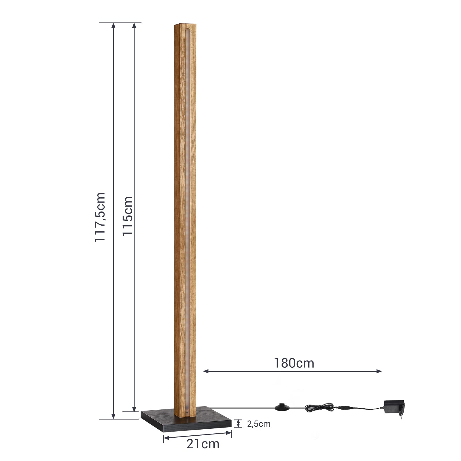 EDISHINE Stehlampe Holz, 18W LED Stehleuchte Dimmbar, Boho Ecklampe, 3000K warmweiß, Vintage Standleuchte mit Fußschalter, 800lm Lichtsäule für Wohnzimmer, Schlafzimmer, Büro