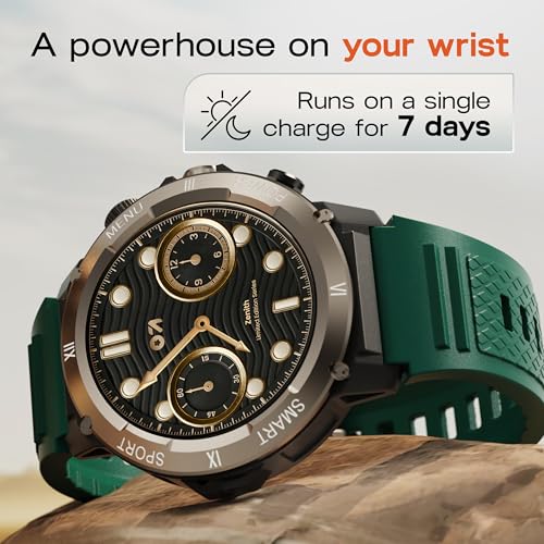 Image of GOBOULT Tuff Hawk Smart Watch 1.39'' HD Display, BT Calling, Working Crown, 150+Watchfaces, 450 Nits Brightness, AI Voice Assistant, SpO2 Monitoring (Green) (Green)