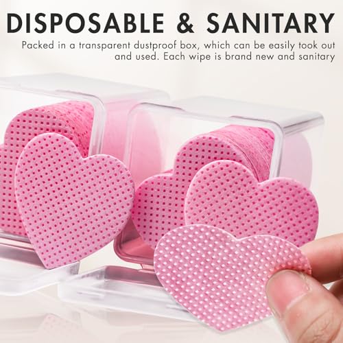 eyelash extension glue wipes 200 pcs lint free nail wipes non-woven fabric lash glue wipes nail polish remover wipes for lash extension supplies pink