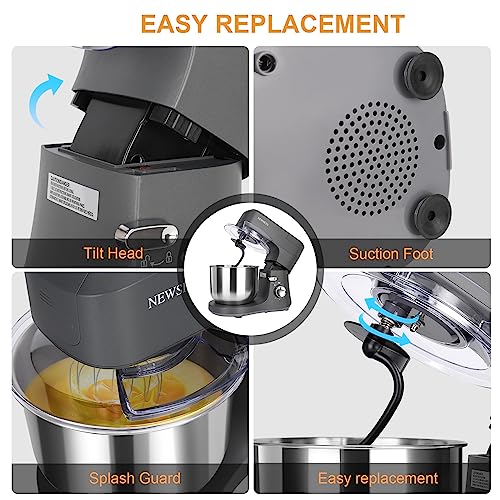 NEWSETS-74-QT-Stand-Mixer-Household-Stand-Mixer-600W-Electric-Mixers-with-Stainless-Bowl-Hook-Whisk-Beater-and-Splash-Guard-Fast-6-Speed-Tilt-Head-Food-Mixers-for-Baking-Cakes-Pastry-Easily
