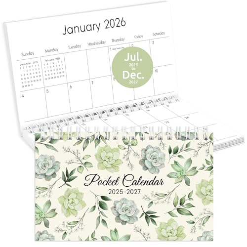 Pocket Calendar 2025-2027, Green 2026-2027 Monthly Planner -3.7