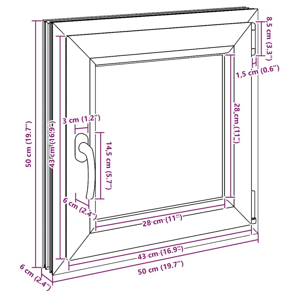 vidaXL Finestra per Cantina RISOR 50x50 cm Anta ribalta DIN Destra Bianca