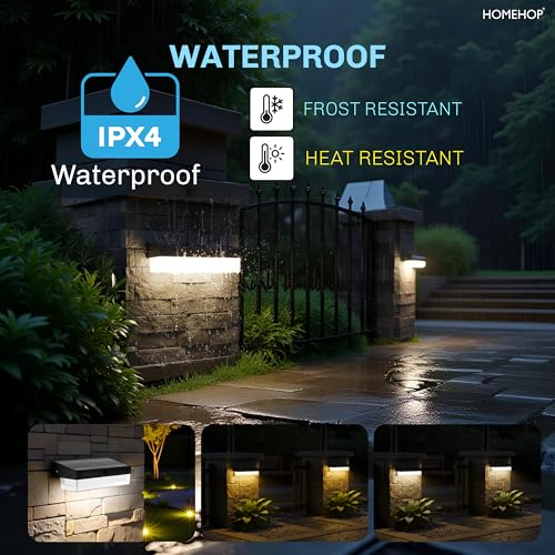 Image of Homehop Solar Light Outdoor Home Garden Wireless Wall Automatic Night Lamp | Solar Wall Light Waterproof LED Decoration for Balcony, Porch, Patio, Pathway and Driveway with 3 Color Modes (4000mAh,ABS)