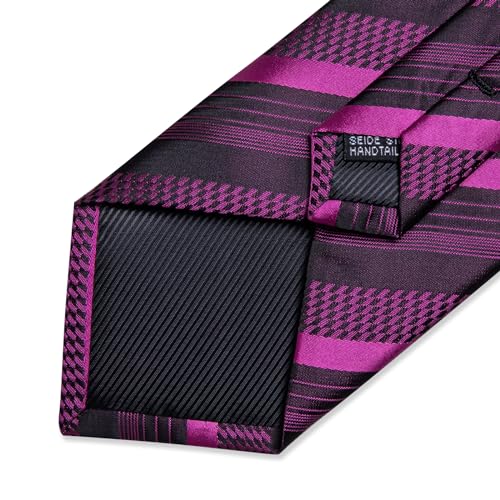Image of DiBanGu Mens Tie Silk Plaid Striped Necktie and Pocket Square Cufflinks Tie Clip Set with Gift Box Formal Wedding Party