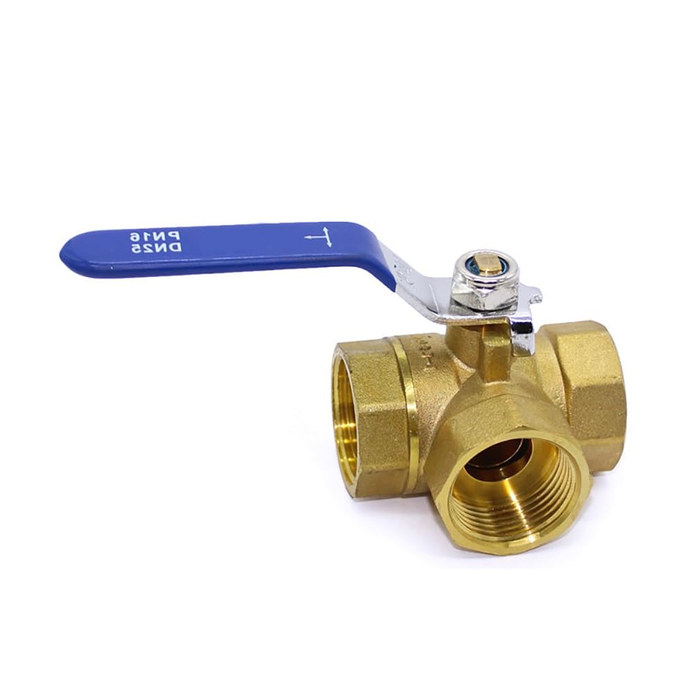 Dyibingdyb Women's L Type 1/4" 3/8" 1/2" 3/4" 1" Thread 3 Way L Shape Copper Ball Valve For Plumbing Heating Connection 1Pcs(Dn10)