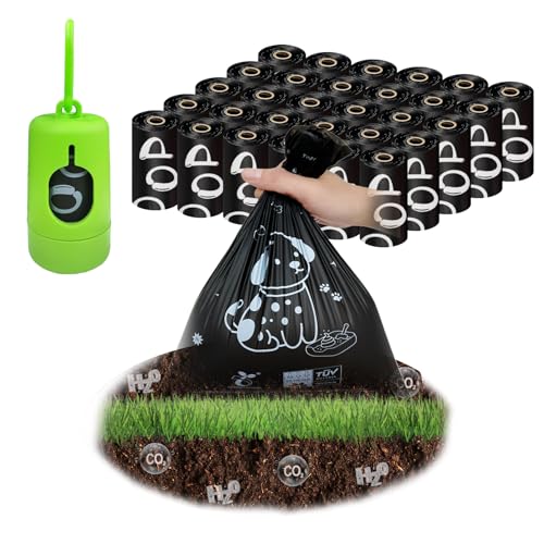 Pet Rhythm Compostable Dog Poop Bags，450 Count - 100% Leakproof & Biodegradable Dog Bags for Poop，Includes Free Dog Poop Bag Holder & Clip