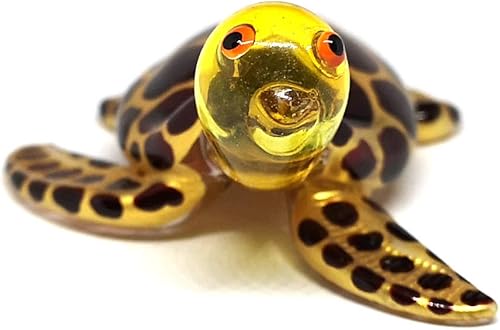 Miniatura 5 de ZOOCRAFT Figura coleccionable de cristal soplado de tortuga marina decoración del hogar de playa costera soplada