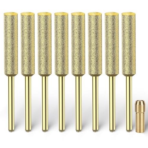 EzzDoo Titanium Coated Chainsaw Sharpener Bits, 7/32" 5.5mm, 8-Pack