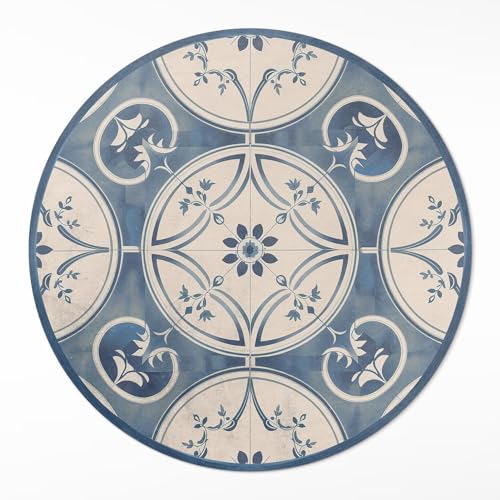 Tapis de sol vinyle rond 150cm résistant à la rayure cuisine salon - 2