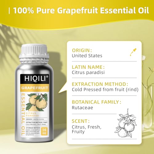 Image of HIQILI 16 Fl Oz Grapefruit Essential Oil, for Diffuser, Skin Care, 100% Pure and Natural