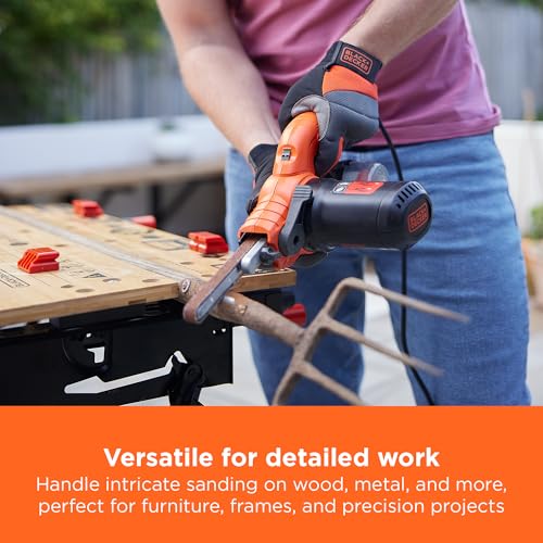 BLACK+DECKER 350W, 13mm File Sander with 3 Sanding Belts & Dust Collection System, KA900E-GB 6 BLACK+DECKER 350W, 13mm File Sander with 3 Sanding Belts & Dust Collection System, KA900E-GB - Image 6