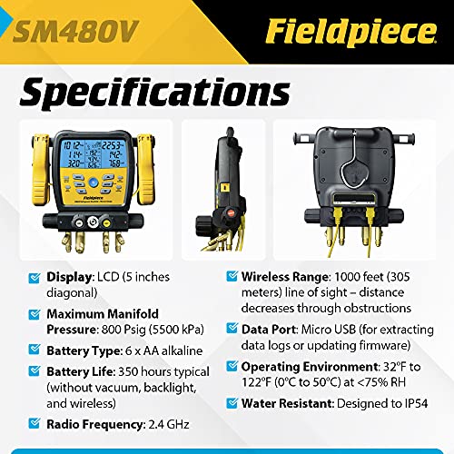 Fieldpiece Sm480V Sman Digital Manifold Wireless Data Logging #TOP3