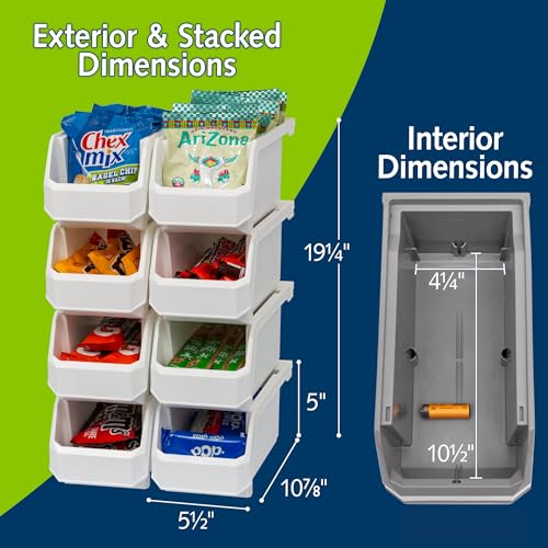 Image of ReadySpace Plastic Containers for Organizing and Storage Bins for Closet, Kitchen, Office, Garage or Pantry Organization, Stackable Bins, Medium (11 inch x 5 inch x 5.5 inch), 8-Pack, White