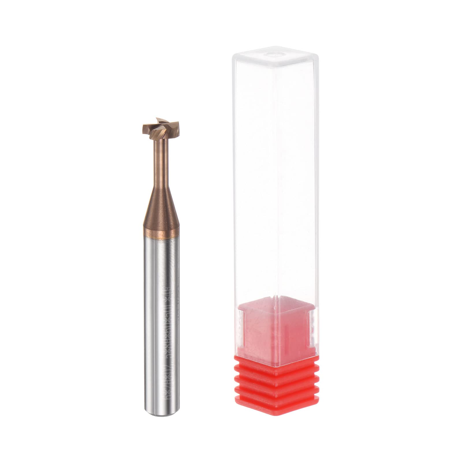sourcing map T Fente Fin Fraisage Moulin Coupeur 6mm Coupe 2mm Profondeur 6mm Tige Solide Carbure Titane Revêtu 4 Flûtes pour Inox Acier Alliage