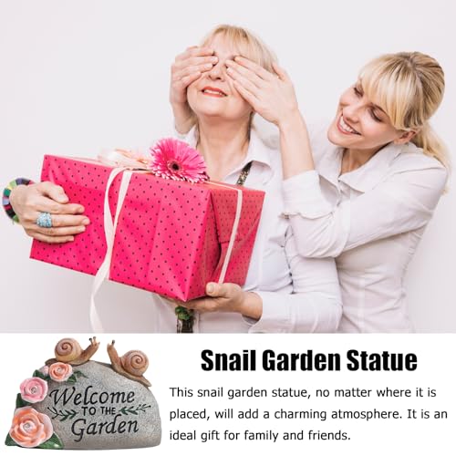 Halp·Ssfm Snail Garden Statue Outdoor Decor Art Solar Led Light Welcome Sign Sculpture Auspicious Snail Resin Figurine Yard Porch Patio Lawn Decorations Housewarming Gifts For Mom Grandma Women thumb #1
