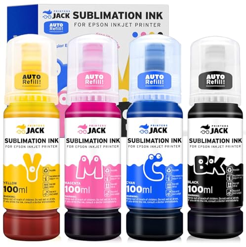 Image of Printers Jack Sublimation Ink Auto Refilled bottles work with Supertank Printers ET2800 ET15000 ET-2720 ET-4700 ET-2760 ET-3760 ET-4760 ET-2700 ET-2750 ET-4750 L3110 /Upgrade Version /Free ICC Printing