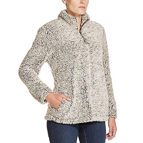 Weatherproof Vintage Womens Jacket Pullover Frosty Tipped Sherpa Soft,Brown,Small