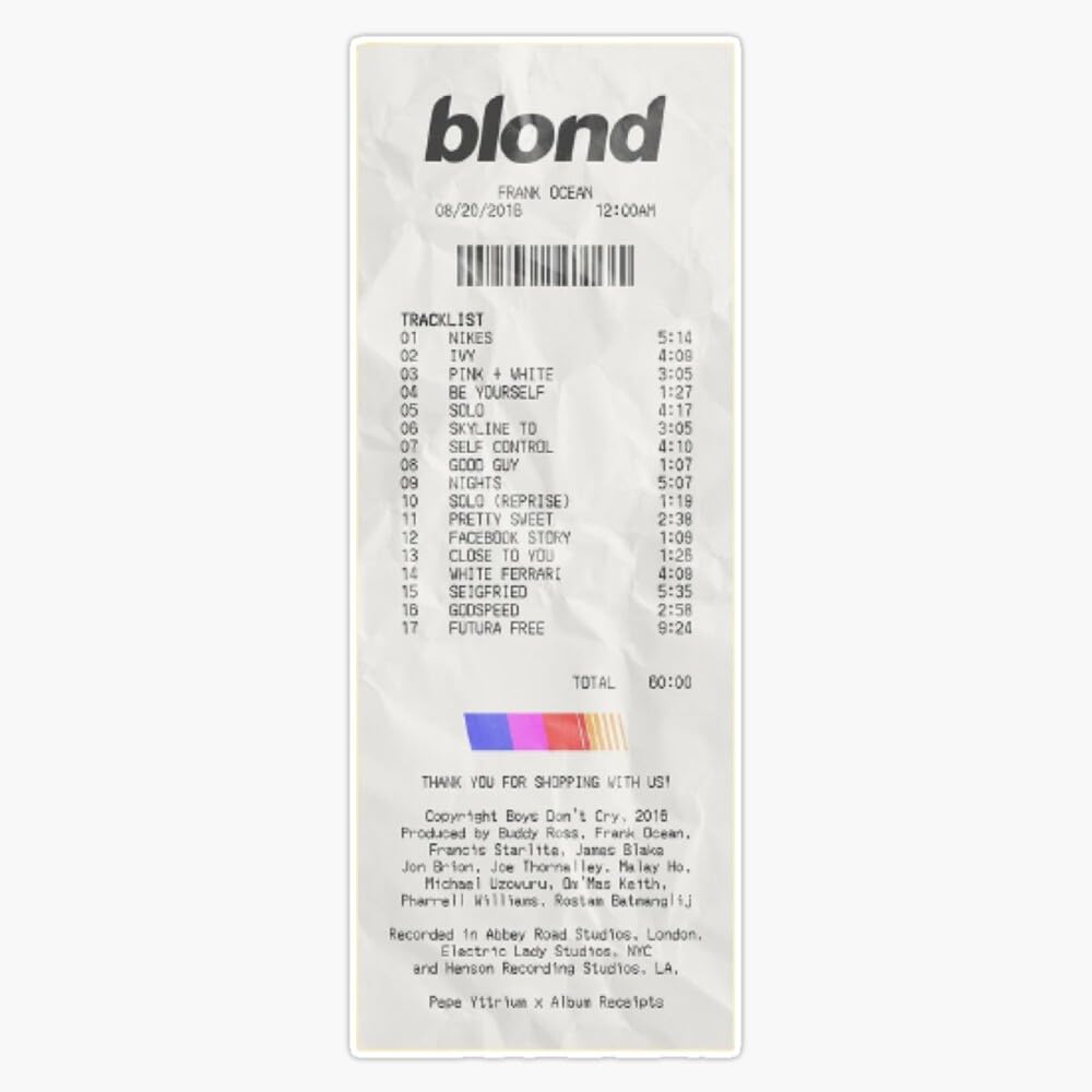Blond Frank Ocean Sticker Vinyl Waterproof Sticker Decal Car Laptop Wall Window Bumper Sticker 5"