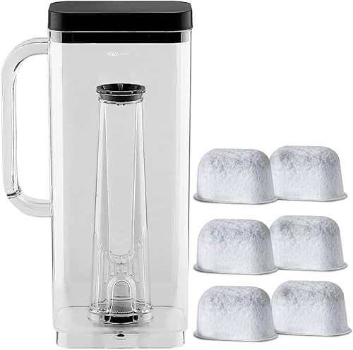 Anbige Piezas de repuesto Depósito de agua de 66 onzas con soporte para filtro y 6 filtros de agua de carbón, compatible con cafeteras Keurig