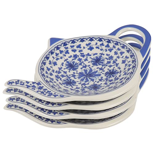 Garneck 4pcs Teapot-Shaped Tea Bag Holders Multi-Purpose for Snacks Seasoning Dishes and Spoon Rests for Kitchen Use and Tea