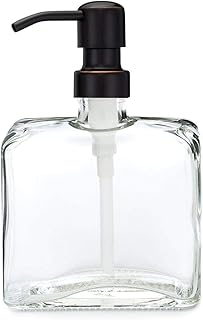 Rail19 Urban Square Recycled Glass Soap Dispenser with Metal Pump, 8.5oz...