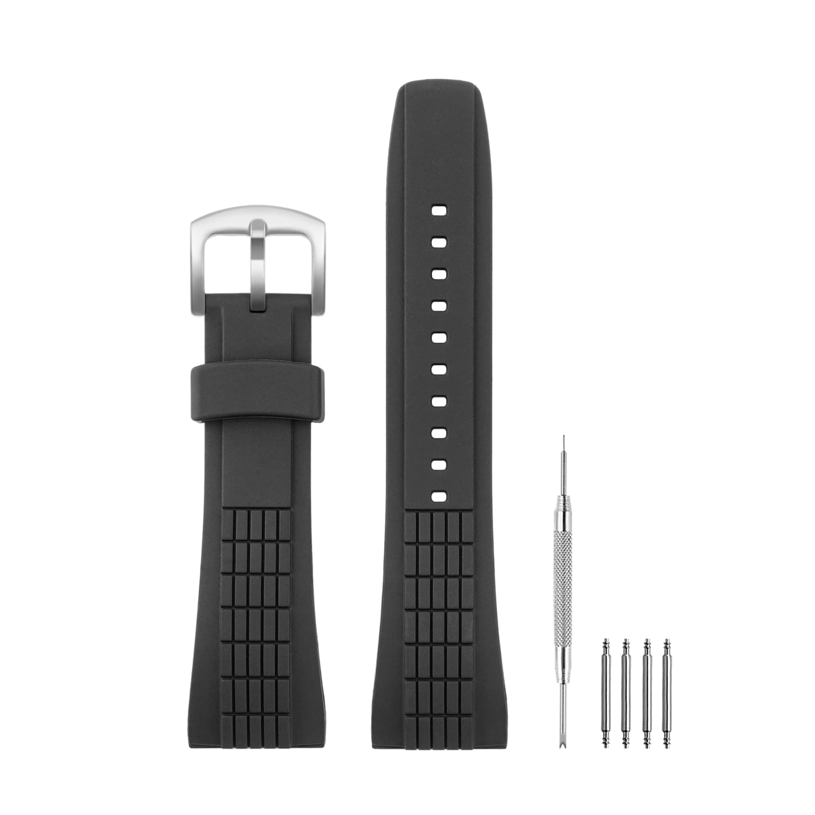 Correa de repuesto compatible con Seiko Watch de 26 mm, goma de silicona suave para Velatura Series SRH006 SPC007, color negro