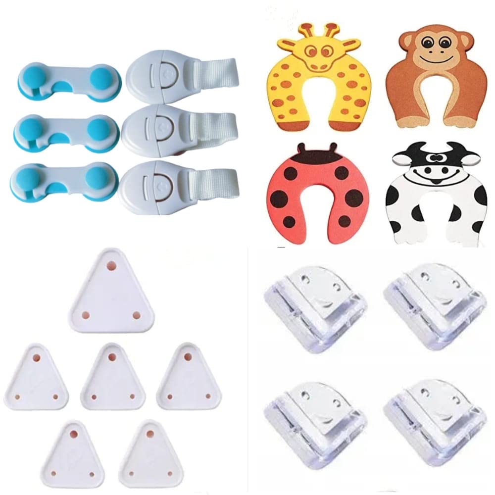 DHASRAM Baby Safety Products Combo Pack of Table Corner Protectors/Corner Guards-4,Baby Safety Cabinet Locks/Latches-6,Door Stoppers-4,Electrical Socket Plug Outlet Cover Guards-6-image-24