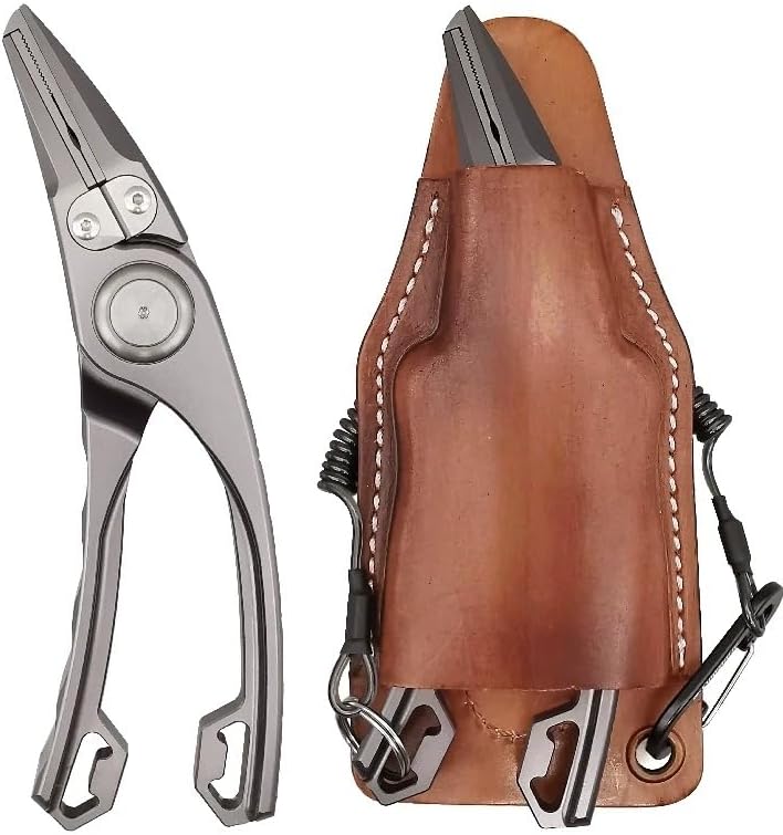 1pcs Titanium Tungsten Aluminum Fishing Pliers, Angled Head Mechanical Lure Pliers, Corrosion-Resistant Saltwater Hook Remover with Tungsten Cutters, Alloy Fishing Tool