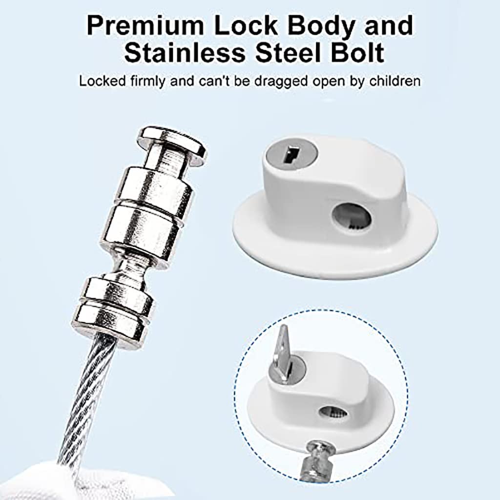 Kabelsperre für Fenster & Türen - 4 Stück, kindersichere Fensterschlösser mit Schlüssel & Passwort, Home Security Fensterbegrenzer für Babysicherheit