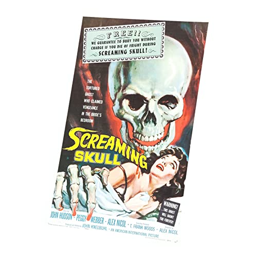 Poster cinéma vintage Screaming Skull - Tableau décoration murale et toile imprimée rétro