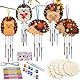 Windspiel Bastelset Kinder, 5tlg Igel Kinder Herbst Bastelset Kinder, Holz Bastelset, DIY Windspiel Herbst Basteln Holz Anhänger, Igel Bastelsets für Erntedankfest Malen Dekoration