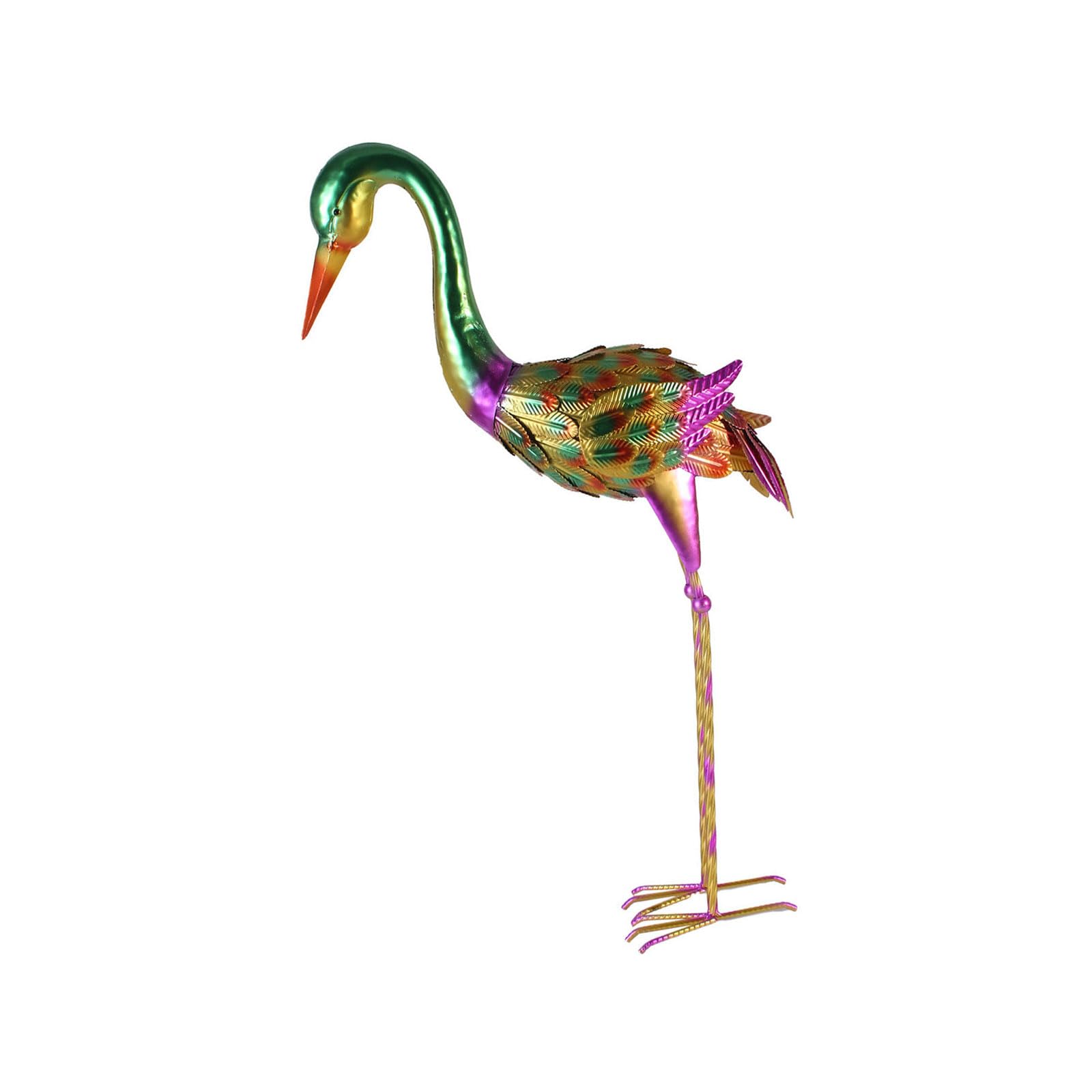 Iron Crane Garden Statue Weatherproof Outdoor Decoration Sculpture Lawn Patio Art Accent Garden Iron Bird Statue