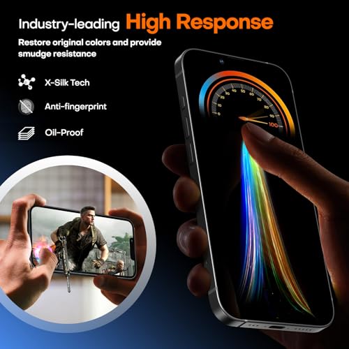Image of TAURI 3 Pack for iPhone 14 Screen Protector 6.1 inch with Auto-Installation Tool, Tempered Glass, Scratch-Resistant, [Military Grade Protection] Film