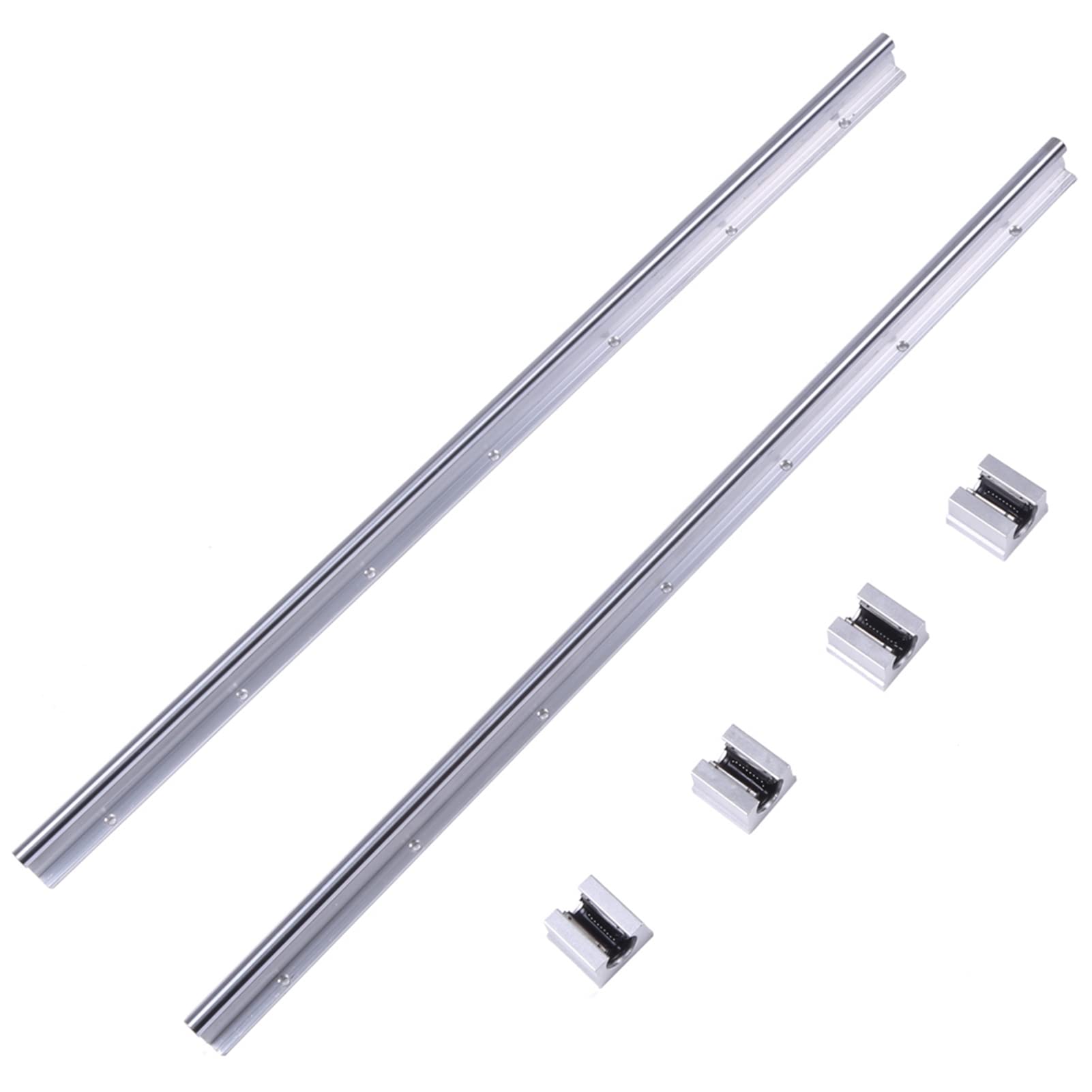 Zestaw Prowadnic Szynowych z łożyskiem Liniowym 12 Mm z 4 Blokami SBR12UU, Odporny na rdzę, Trwały Metal, długość 700 Mm Zapewniająca Precyzyjny Ruch