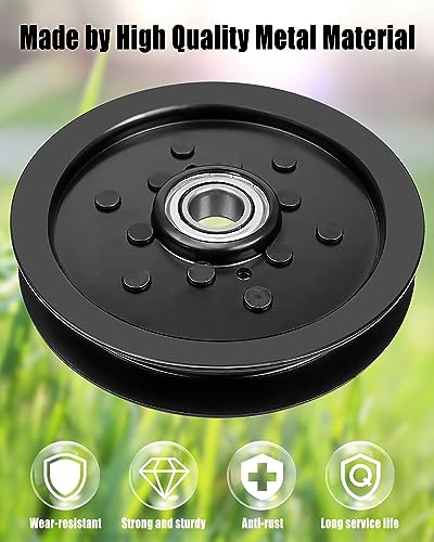 Flat Idler Pulley Fit for Ariens John Deere 737 757 777 797 1585 1570 1580 Z820A Z910A Series, Lawn Mower Idler Pulley Replace TCA17524 3838021 - Thumbnail 3