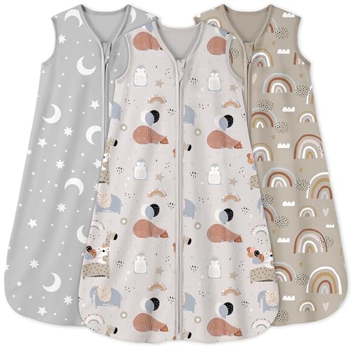 Image of Yoofoss Baby Sleep Sack 0-6 Months 0.5 Tog Wearable Blanket for Baby, 3 Pack 100% Organic Cotton Infant Toddler Sleeping Sack 2-Way Zipper Lightweight Sleep Sack