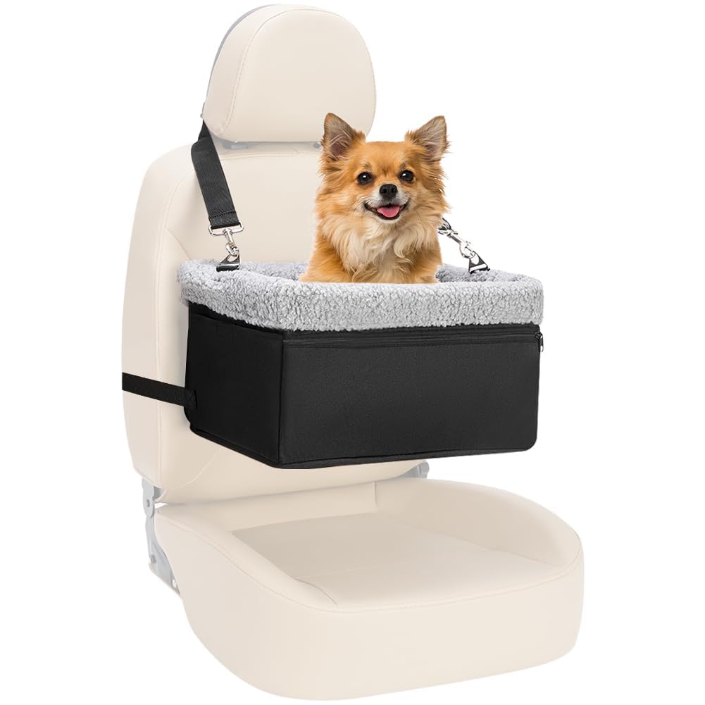 Puppy Car Seat Upgrade Deluxe Portable Pet Dog Booster Car Seat with Clip-On Safety Leash,Perfect for Small Pets up to 15lbs
