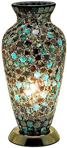 Mosaic Glass Vase Lamp - Peacock Green